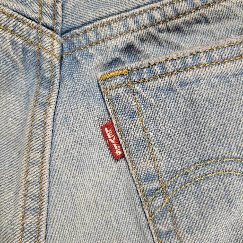Levi's 501 Premium Cut Off Shorts Womens W24 Blue Button Fly Raw Hem Distressed - Picture 3 of 11